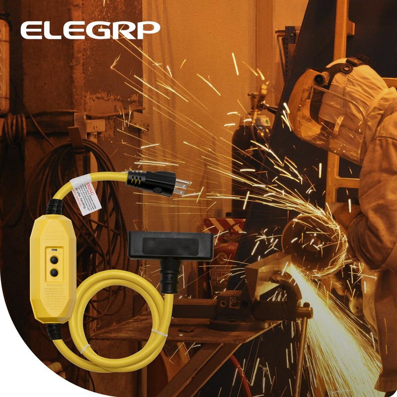 ELEGRP 15A Auto Reset Inline GFCI Extension Cord 3ft 12/3