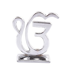 Spiritual World Ek Onkar Symbol Sign Idol - Silver Plated Handicraft Decorative Home/Table Décor/Car Dashboard God Statue Gift Item