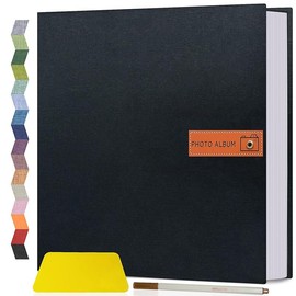 Warm Memory Large Self-Adhesive Photo Album, Complete in Size, with Metal Pen and Plastic Plates, Records Wonderful Moments in the Family, Special Gifts for Mothers, Babies and Weddings Decor - Color: Black, Size: 13 "X12.6" 60 Pages