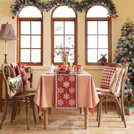 ISAENNE Designer Luxury Velvet Table Runner 87 Inches, Vintage Snowflake Pattern Table Runners for Dining Tables, Decoration for Thanksgiving,Parties,Christmas,Banquet,New Year,12"x87"