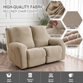 Gennia Waterproof Recliner Loveseat Cover,Stretch Reclining Sofa Covers with Pockets,Washable Lazy Boy Recliner Slipcovers,Leakproof Couch Protector for Kids, Pets, Dog and Cat (2 Seat, Khaki)