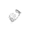 kkjoy Lotus Flower Yoga Ring Stainless Steel Lotus Adjustable Open Finger Rings Inspirational Jewellery for Women Girls, Stainless Steel, No Gemstone
