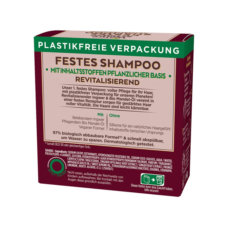 Garnier True Treasures Solid Shampoo Invigorating Ginger with Organic Ginger,