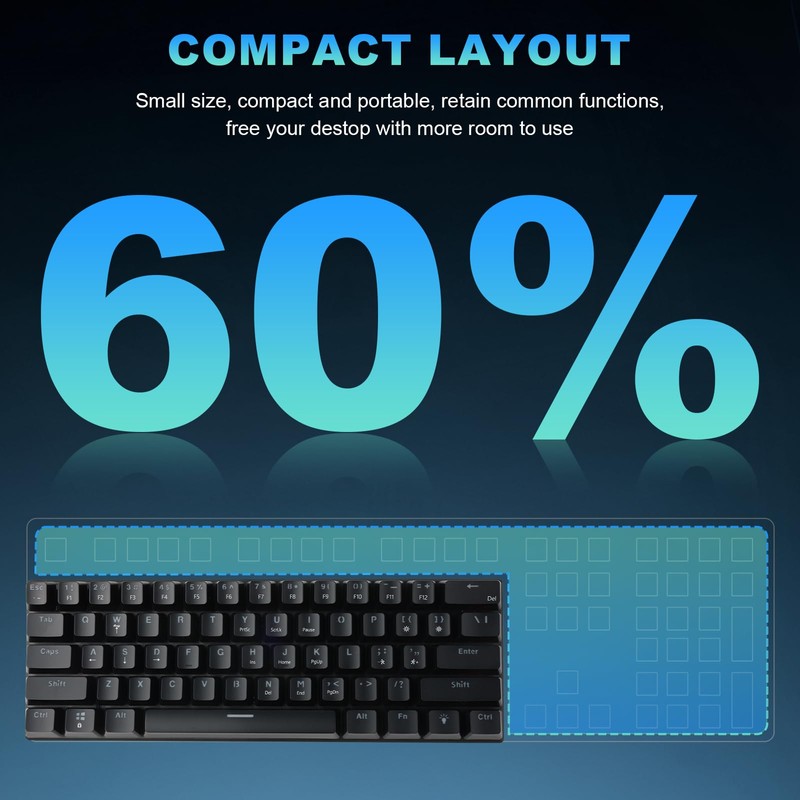 Gaozen 60% Wired Mechanical Gaming Keyboard RGB Backlit Anti-Ghosting Compact