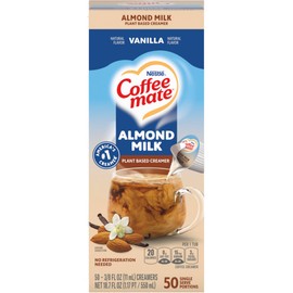 Coffee mate Plant Based Liquid Coffee Creamer Singles, Vanilla Flavored Almond Milk, 50 Ct Box