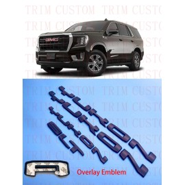 4TO TRIM Matte Black Overlay Emblems Letters Fit 2021-2022 GMC Yukon Yukon XL SLT