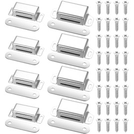 Door Magnets, Magnetic Catch Cupboard, Magnetic Catch Cupboard Door Magnetic Door Closer, Strong Stainless Steel for Furniture, Kitchen, Drawers, Balcony Door, Magnetic Catch, Pack of 8 Magnets for