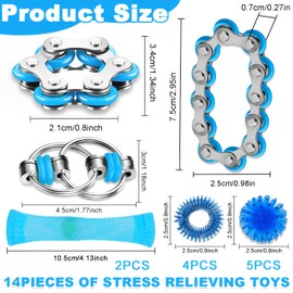 AHEJIOO Fidget Toys Set for Adults Children, Skills Set, Anti-Stress Toy, Stress Relief Toy, for Stress Relief, Concentration, ADHD, Relaxation, Entertainment, Pack of 14