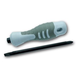 2 in 1 Screwdriver, PH #2 Phillips Screwdriver and SL 1/4" X 4" Slotted Screwdriver, Corrosion Resistance Chromium Vanadium Steel Blade, Magnetic Tip, Hex Blade, Grey