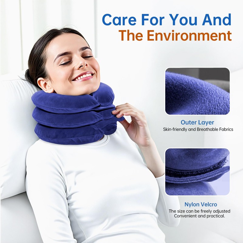 LuxoCare Adjustable Cervical Traction Device - Neck Support Pillow with