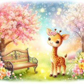 Baby Room Wall Art Prints; Giraffes Nursery Décor; Kids Room Decorations; Gender Neutral Art; Baby Shower Gift, Unframed Wall Art, Baby Room Decor, Woodland Animals (Set of 4) 8 in. x 10 in.