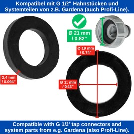 Your Day Mate Ersatz Dichtungen Mix Set, 50 Stück, für G 1/2" Zoll Garten Systemteile, kompatibel mit Gardena 21 mm Hahnverbinder, 18240, 18220, 15273, aus Gummi, Ø 16 x 11 O-Ringe und 19 x 11 mm Flachdichtungen