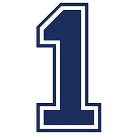 Applicable Pun Varsity Number 1 - Vinyl Decal - Dark Blue (Navy) 4 Inches Tall