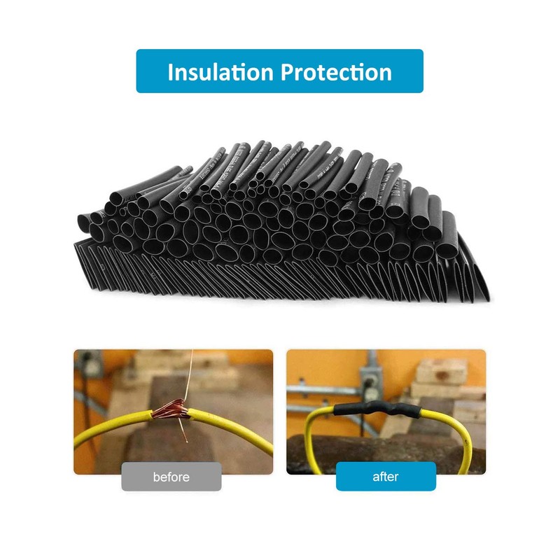 innhom 650pcs Heat Shrink Tubing Black Heat Shrink Tube Wire