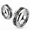 Tapsi´s Coolbodyart® Unisex Titanium Silver Black Carbon Inlay Ring Ring