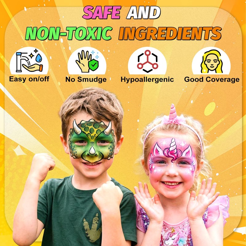 Face Painting Kit for Kids, 50 Colors Facepaint Palette Non-Toxic