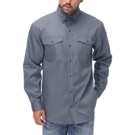 VANLENS FR Shirt for Men 6oz Ripstop Lightweight Back Vented Mesh Breathable Flame Resistant CAT2 NFPA2112 Welding Shirts