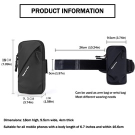 Cell Phone Armband Wrist Bag, Universal Fit, Water Resistant, Breathable, Phone Holder for Running Cycling Climbing Hiking Gym,Fits The Arm, Firm and Does Not Slide (Water Blue)