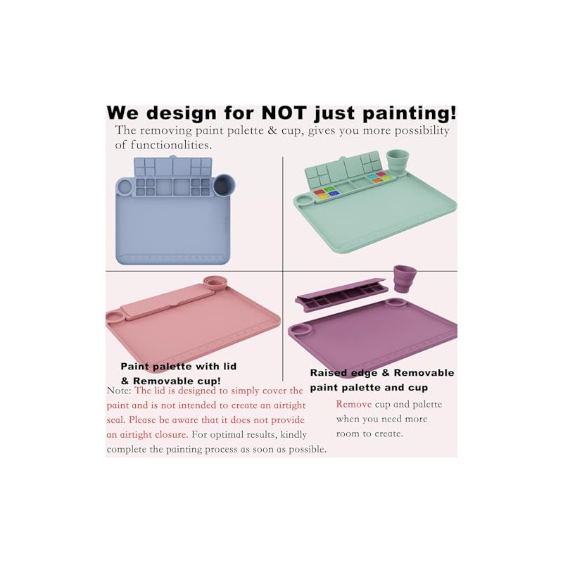 Svartur Silicone Painting Mat with Cup and Palette Removable, 17"X13"