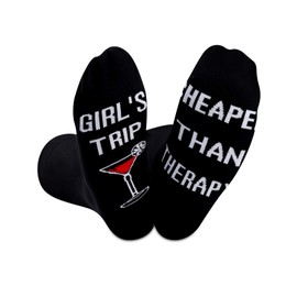 Girl's Weekend Gift Girl's Trip Cheaper Than Therapy Funny Girl's Trip Socks for Best Friend Sisters (GIRL'S TRIP CHEAPER CA)