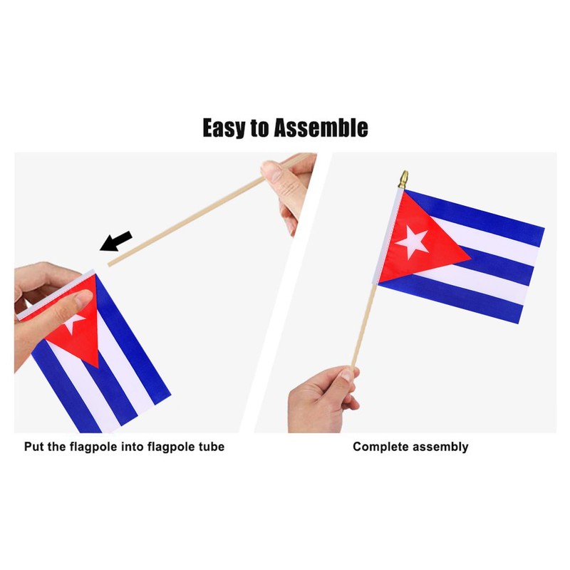 HSQCEZ 12Pcs Small Cuba Flags on Wooden Stick Mini Cuban