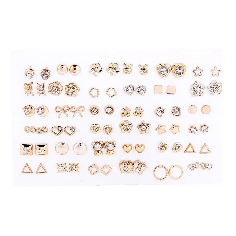 Aretes Mayoreo 50 Pares Aretes Pendientes Dama Dorado