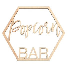 Koyal Wholesale Wood Popcorn Bar Sign, Wedding Display, Party Banner, Event Decorations For Wedding Engagement Bridal Shower Baby Shower Birthday Party (Popcorn Bar)