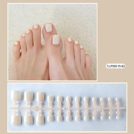 Lwenjing 24pcs Nail Tips for Foot Thumb Foot Pedicure False Nails Nail Tips Foot Nails Reusable Gel Nail Tips for Practice Salon Summer Nails Jelly Tips Ultra Slim Pedi Easy to Apply (Y9)