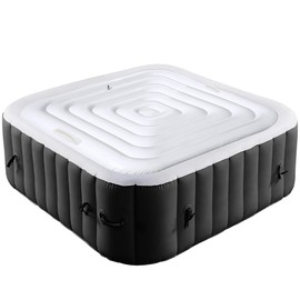 Tlswshsy 5.3 Ft Inflatable Hot Tub Cover- Energy Saving Lid for Square Hot Tub- Foldable Protective Rain Overflow Cover for Outdoor Inflatable Hot Tubs