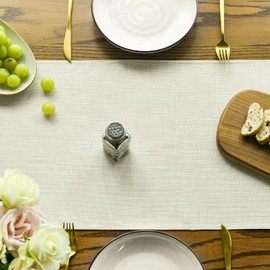 Artoid Mode Beige Tassel Table Runner, Boho Linen Blend Rustic Farmhouse Style Kitchen Table Decoration Holiday Wedding Party Dinning Decor 13x90 Inch