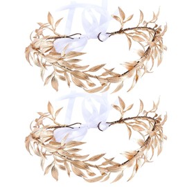 2 Pieces Golden Leaf Crown, Beautiful Bridal Headdress, Ele Handmade Headbands, Cosplay Costume Accessories.
