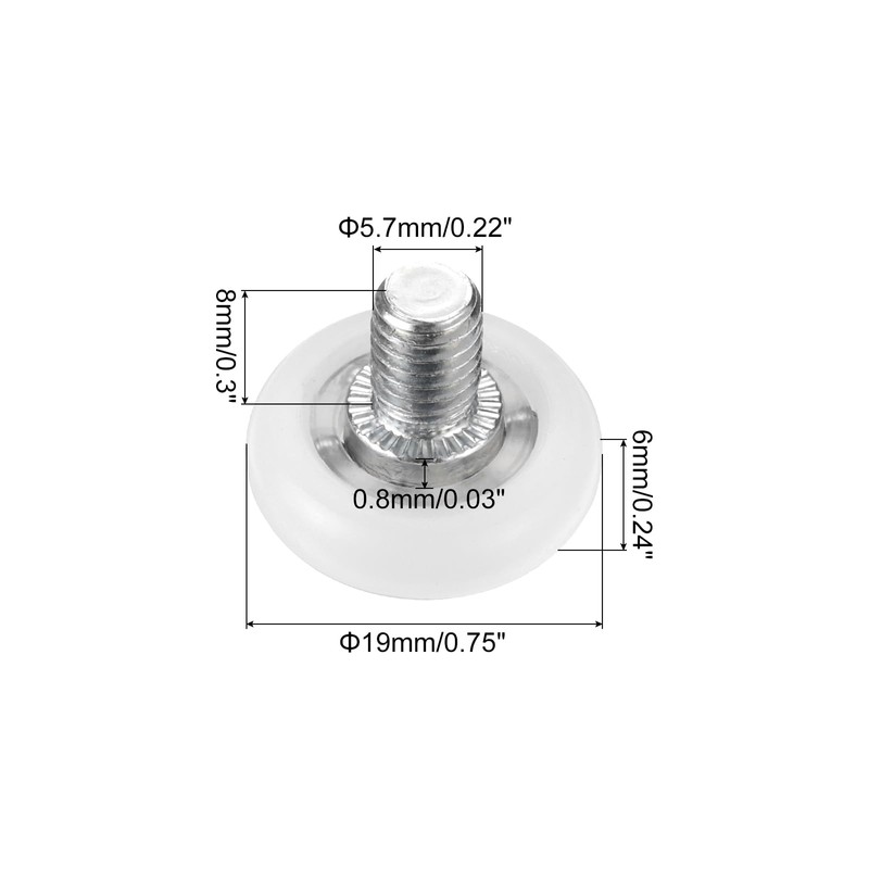 PATIKIL 19mm Drawer Rollers, 4 Set Nylon Positioning Pulleys Small