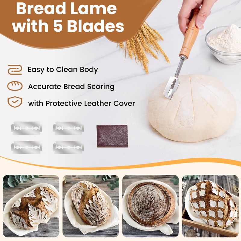 Bread Making Tools with Danish Dough Whisk Set, Sourdough Bread