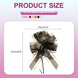 PATIKIL 20 Pcs Large Pull Bow Gift Wrapping, 9 Inch Ribbon Organza Black/Gold/Silver/Pink/Red Bows for Gift Wrapping Wedding Baskets Car
