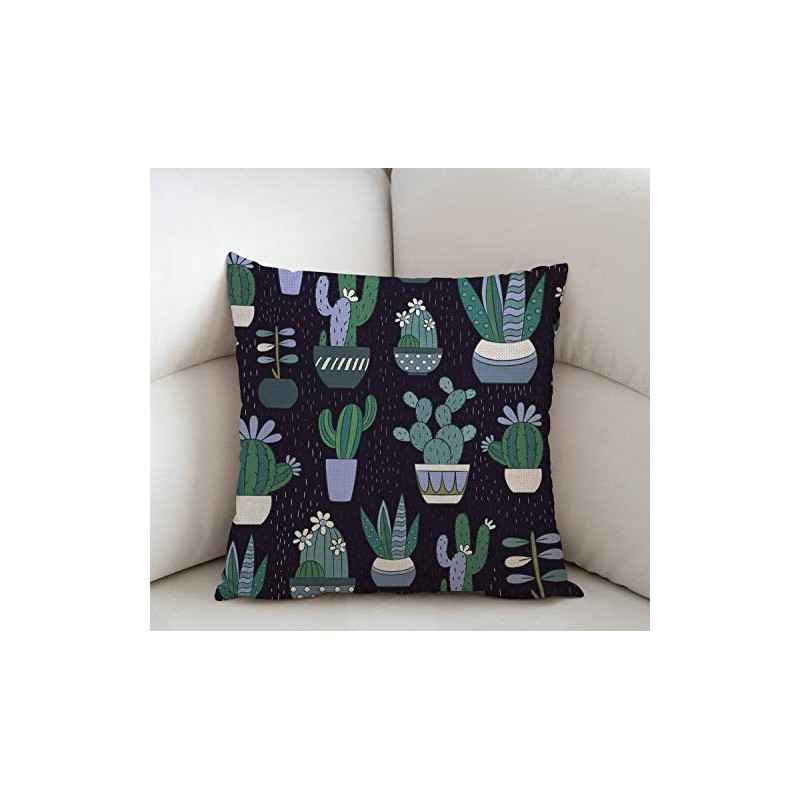 Swono Cactus Cotton Linen Square Throw Waist Pillow Case Decorative