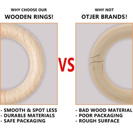 RUBY Pack of 8 Natural Wooden Teething Rings, Wooden Teething Rings, Wooden Baby Chew Toy, Wooden Rings for Crafts, Crafts, Tools etc. (Diameter 70 mm)