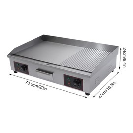 3000W Commercial Electric Griddle,Countertop Griddl Adjustable Temperature Control 122°F-572°F,Stainless Steel Flat Top Grill for Home Restaurant