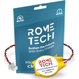 Rome Tech CR2032 CMOS Battery for Asus Rog Strix G702, Asus Rog Strix G702V - Laptop Backup BIOS RTC 3V CR 2032 Battery with 2 Wire Long Cable Regular Connector (5-Pack)