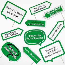 High School Class Reunion Photo Booth Props - Party Decorations - Funny Photo Props - 10pcs (Green)