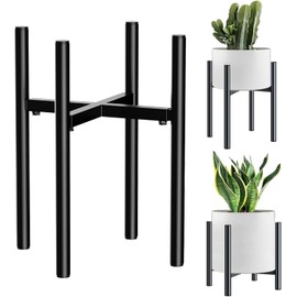 Soporte ajustable de metal negro para plantas de 21 a 35 cm para macetas de diferentes tamaños, soporte para flores, resistente para macetas con un ancho de 20 a 34 cm, uso en interiores y