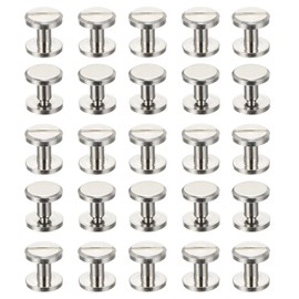 PATIKIL 50 Sets Chicago Screws, 8mm L Chicago Screw Slotted Binding Post Screw Bolts Rivets Brass Fasteners Connectors for Leather Belt Scrapbook Photo Albums, Silver Tone