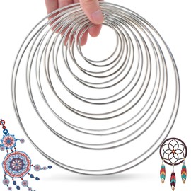 SOSMAR 16 Pieces Dream Catcher Hoops 8 Size Dreamcatchers Rings Weldable Metal Ring for Macrame Wedding Décor DIY Handcraft Project (5/6.5/8/10/12/14/16/19cm) Silver