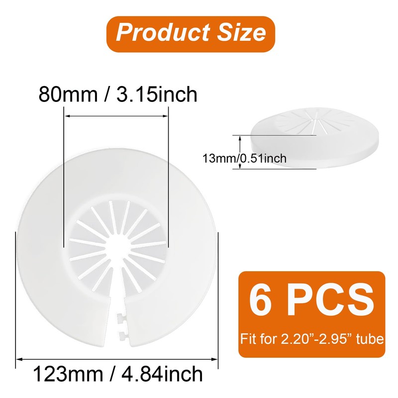 6 PCS Plumbing Cover Plates Plastic Escutcheon Plate Flange Pipe