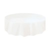 Round White Plastic Tablecloth, 84"