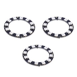 MakerMind 3 x 12 Bit RGB LED Ring WS2812 5050 5V Compatible with Arduino, Raspberry Pi Neopixel