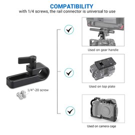 SMALLRIG Single 15mm Rod Clamp with 18mm Counterbore Slot, 15mm Rail Clamp for Rod Extension - 1549