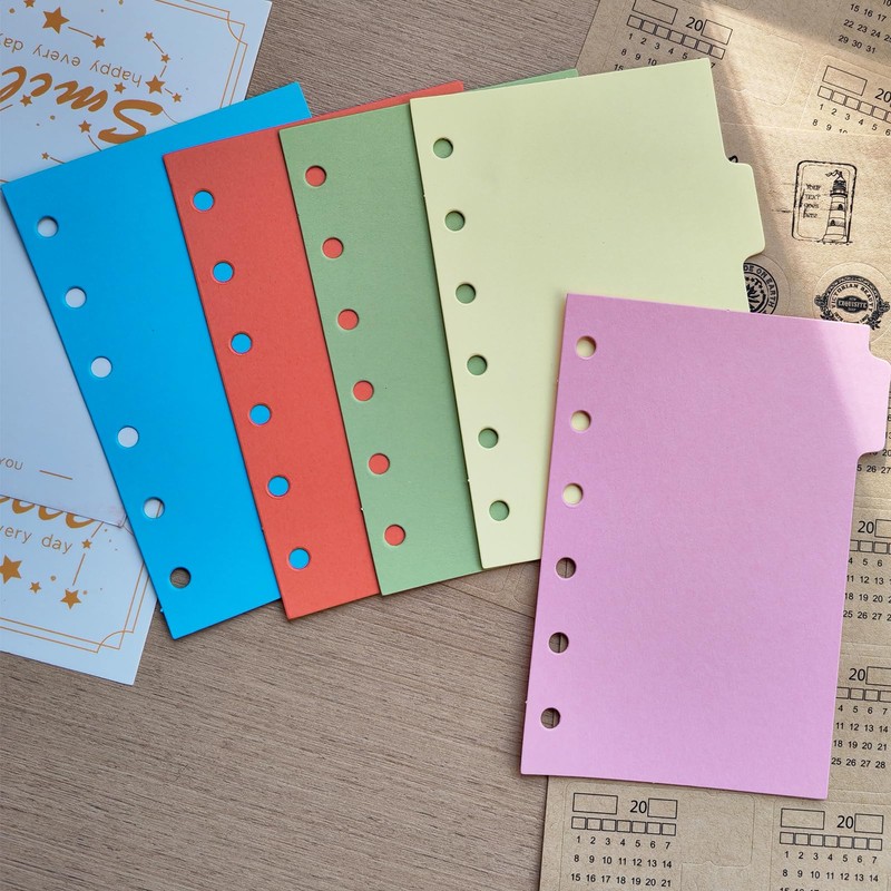 DY.2ten 10 Sheets/2 Sets Folder Dividers A7 6 Holes Mini