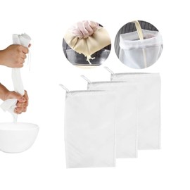 Generic 3 Pcs Muslin Cloths for Cooking, Cheese, Nut Milk, Wine, Soup Strainer, 200 Mesh, Reusable, Cotton, One Size