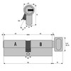 1x Cylinder Lock 90 mm 45/45 mm with Knob KD