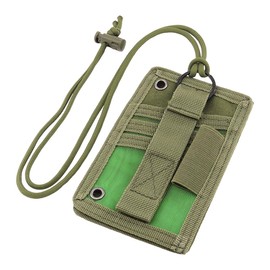 Sarini Tactical ID Card Holder - Holder with Detachable Neck Strap and Key Ring for ID Tags - Versatile Name Card Holder for Military, Security, and Professional Use (Army Green)
